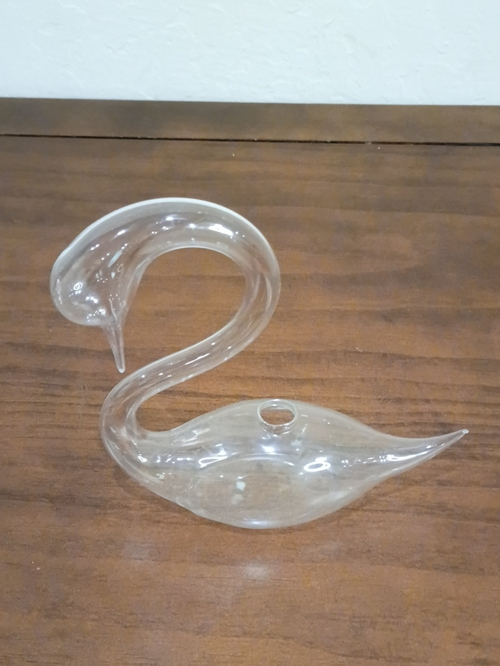 Swan Hand Blown Clear Glass Bud Vase - Vintage!